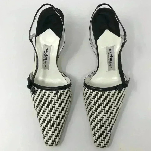 Sacha London Shoes - Sacha Made in Spain Black White 8 Wicker Shoes